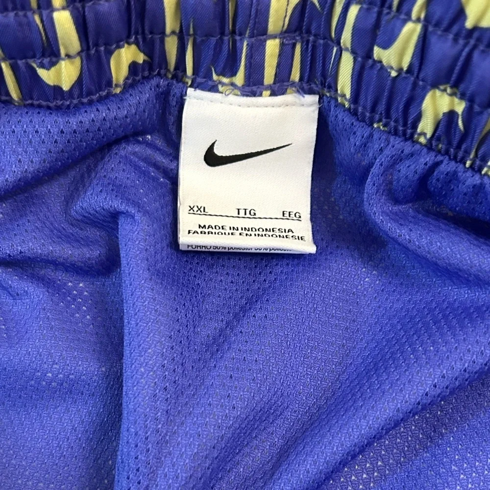 Nike Blue and Yellow Men's Swim Shorts